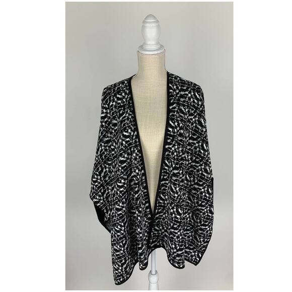 Joseph Ribkoff Womens Black Open Front Cardigan Sweater Sleeve Size 12 White - Picture 1 of 9